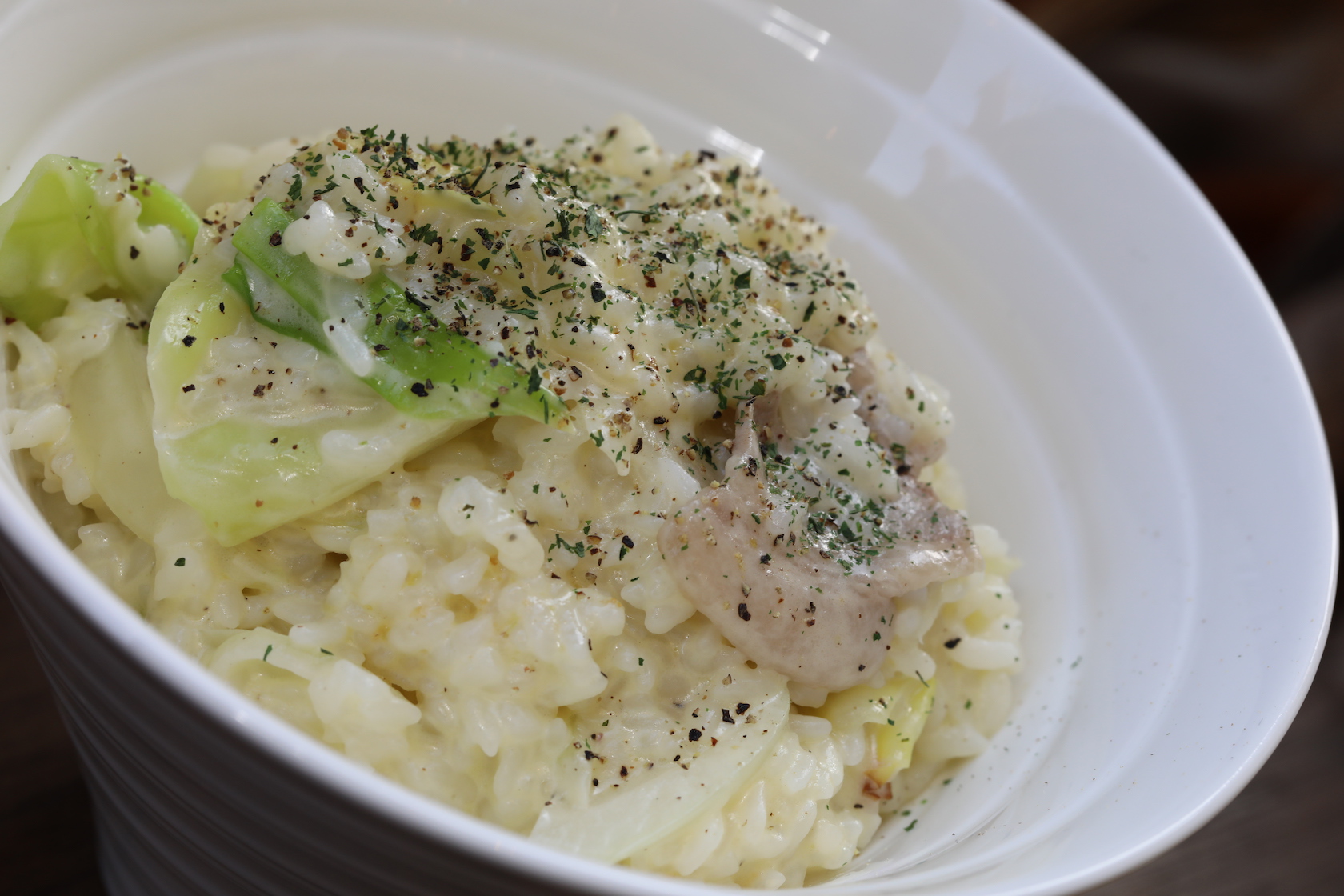豚バラとキャベツのクリームリゾット（Risotto）3