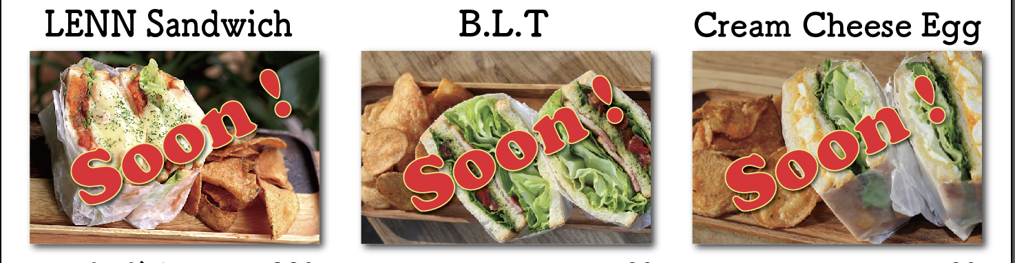 LENNサンドイッチ、BLT、クリームチーズ玉子サンドイッチ（レンカフェ（LENN CAFE））